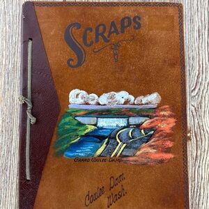Vintage Leather Scrapbook with Grand Coulee Dam Scenic Cover